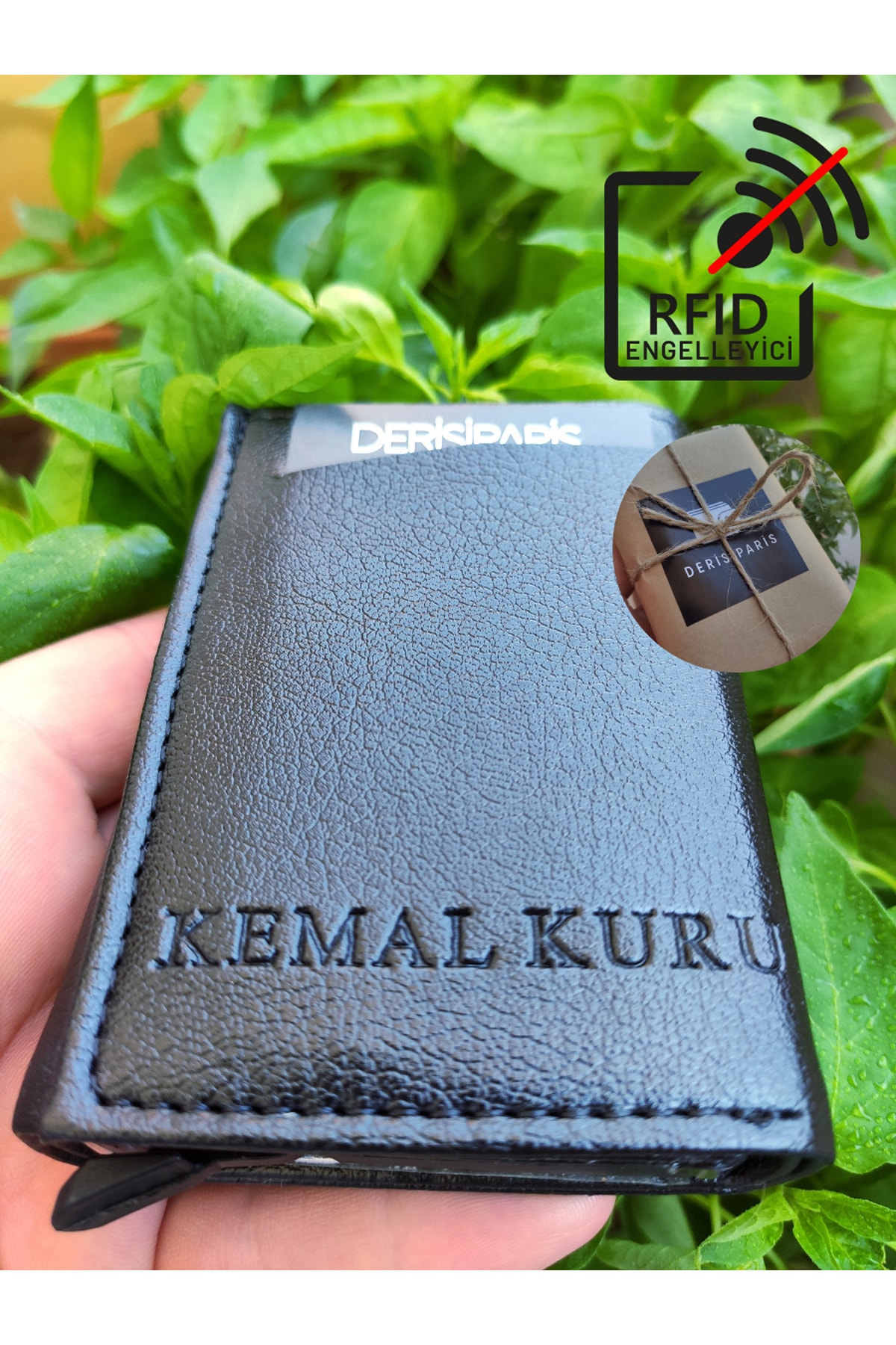 YNS LEATHER Mekanizmalı Cüzdan Erkek Kartlık Cüzdan Isim Baskılı Kişiye Özel