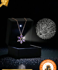 Lucente Jewellery Işıklı Hediye Kutulu 100 Dilde Seni Seviyorum Yazan 925 Ayar Gümüş Kaplama Aşk Lotus Çiçeği Kolye