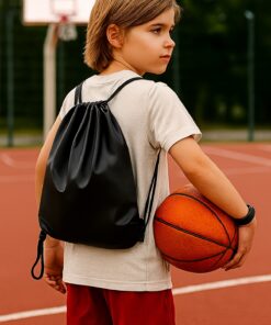 Ferzin Su Geçirmez İpli Büzgülü Profesyonel Spor Çantası - Gym, Fitness ve Antrenman Sırt Çantası - Siyah - Görsel 3