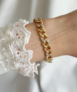 Alternative view of Genel Markalar Xuping Kalın Halka Zirkon Taşlı VIP 14K GOLD Çelik Bileklik - 17CM+2CM AYARLANABİLİR