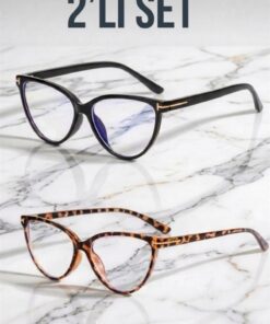 Zzla Mavi Işık Korumalı 2'Lİ SET Gözlük Cat Eye Optik Uyumlu (Şeffaf Camı Değişebilir) 50 Ekartman - Görsel 3