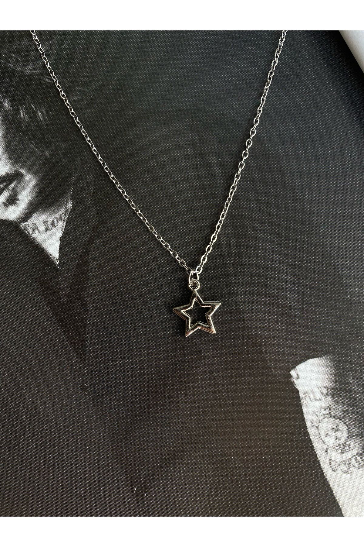 Fiamoss Aesthetic Yıldız Kolye / Vintage Y2k Goth Kolye / Gümüş Yıldız Kolye