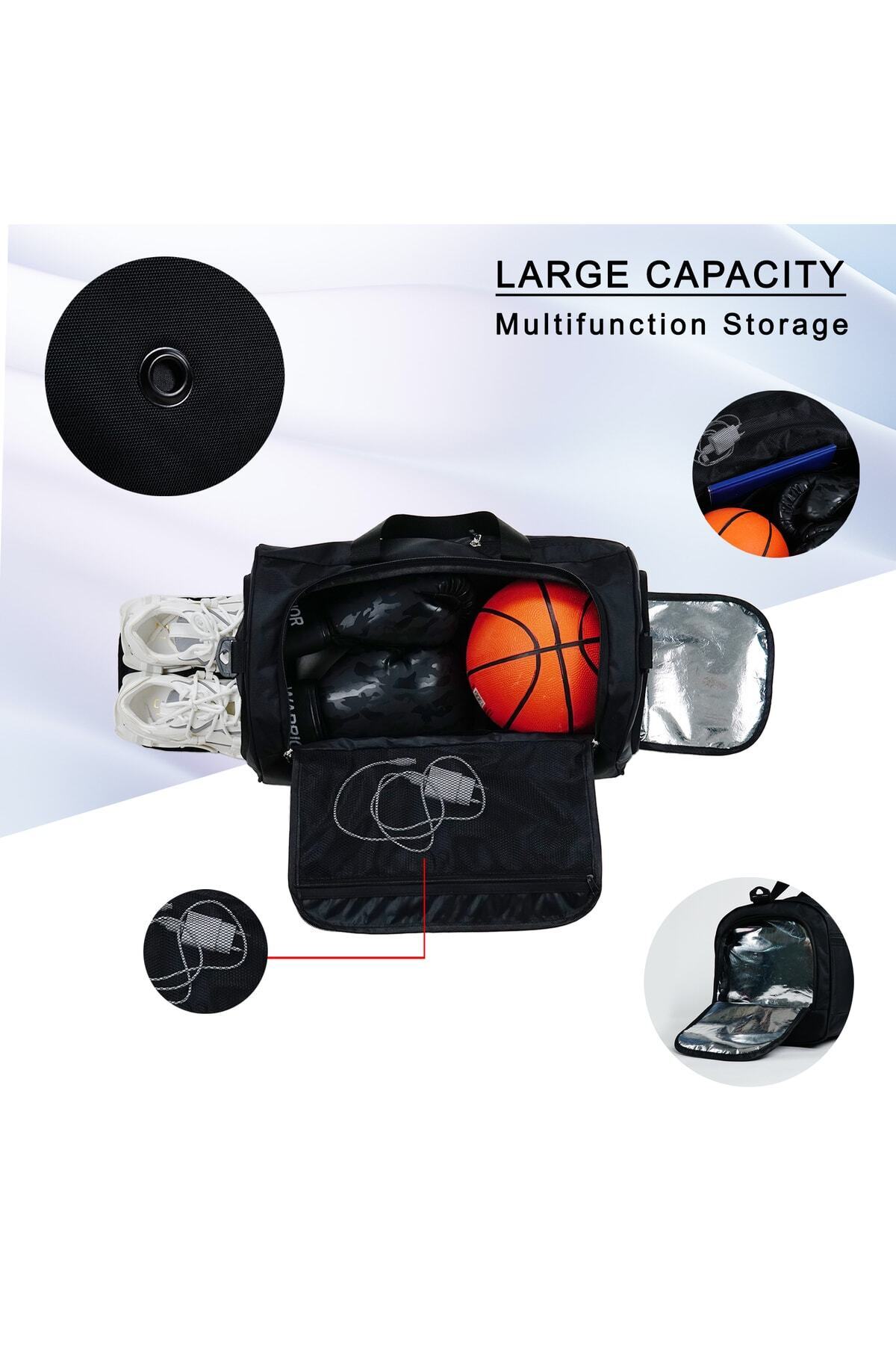 Solo Bag Ayakkabı Gözlü Termoslu Siyah Orta Boy Unisex Spor Fitness Ve Seyahat Çantası - Görsel 3