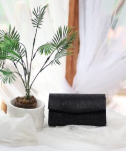 Moom Bag Kadın Simli Siyah Mini Kutu Omuz Çantası