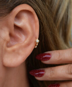 Sacce Scarves&Accessories Gold Kutup Yıldızı Halka Tragus Piercing Helix Kıkırdak Küpesi