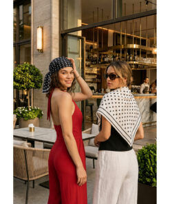 tarzınısec Tarzını Seç 2’li Siyah ve Beyaz Puantiyeli Fular Seti 70x70 cm Bandana / Saç Aksesuarı / Boyun Fuları - Görsel 3
