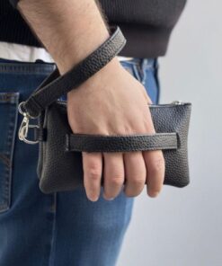 JR Boutique Erkek El Çantası 3 Bölmeli Slim Portföy-Çıkarılabilir Askılı Suni Deri Clutch Cüzdan