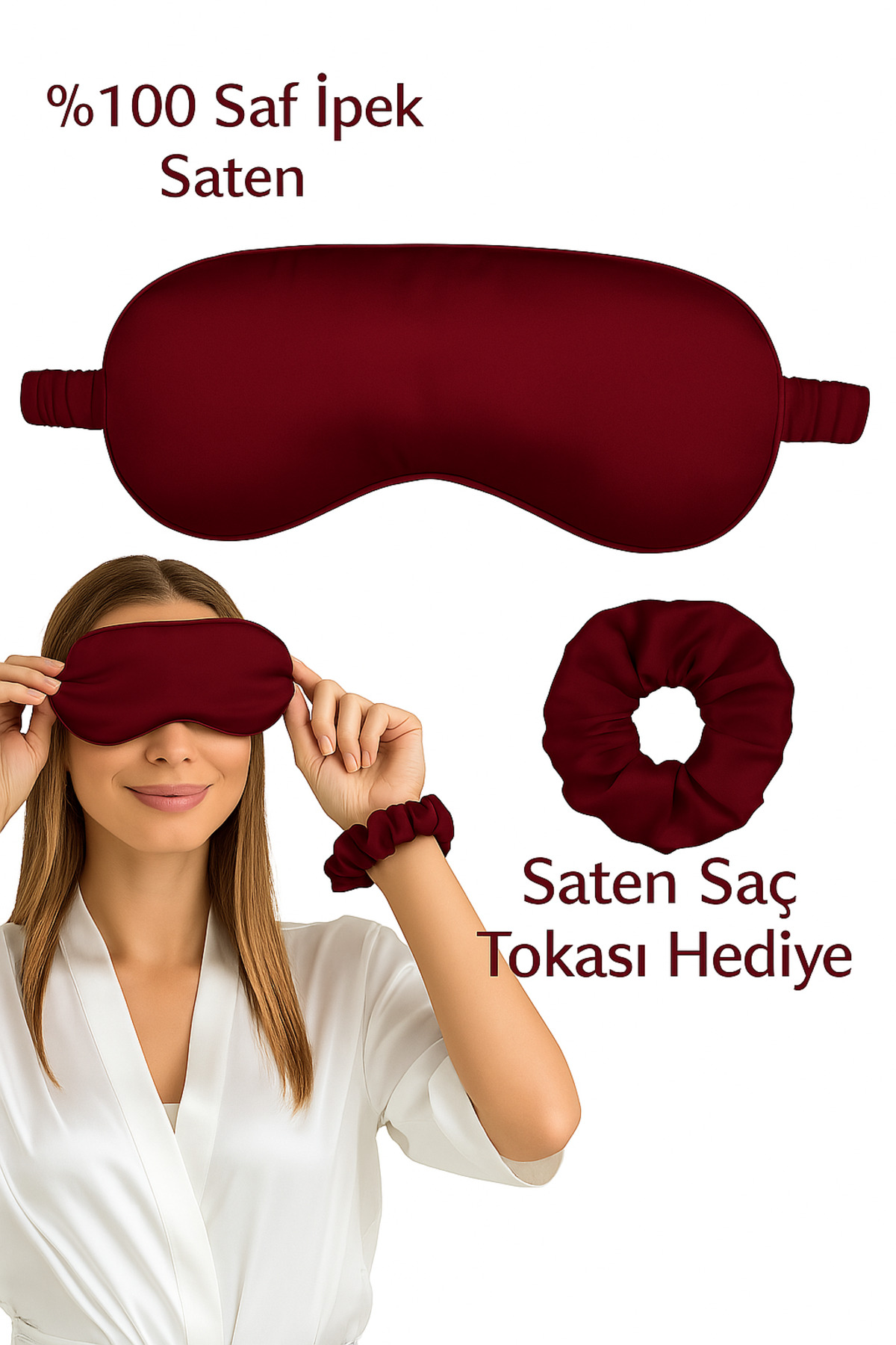 Deko Dekor Siyah Saten Uyku Gözlüğü Göz Bandı Uyku Bandı - Görsel 3