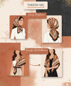 tarzınısec Tarzını Seç Kahverengi Zebra Fular / Bandana / Aksesuar / Şal / Eşarp 70x70 - Görsel 3