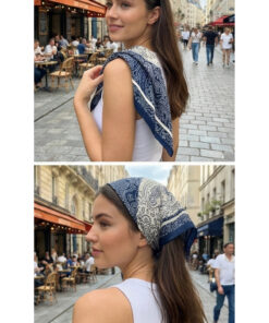 tuaipek Navy Paisley Desen 55x55cm Bandana/Fular - Görsel 3