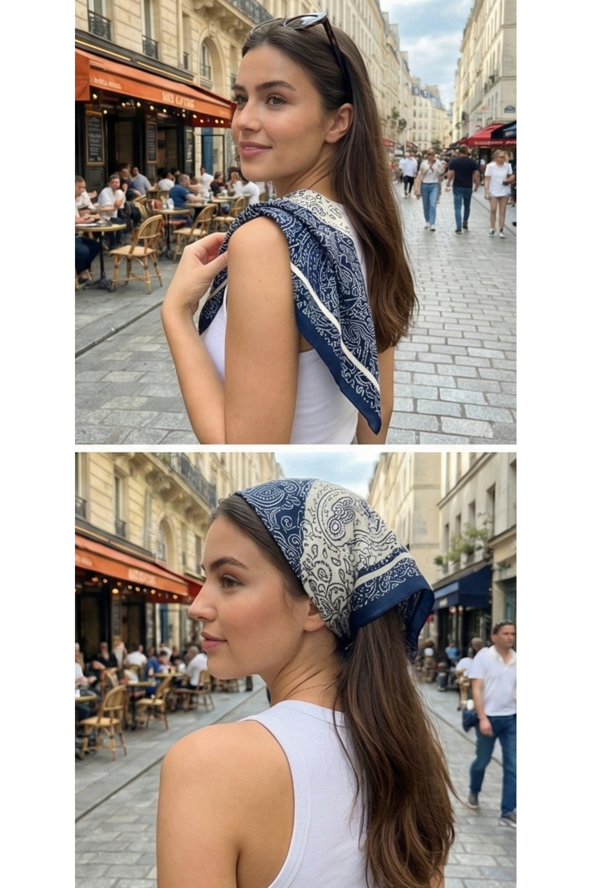 tuaipek Navy Paisley Desen 55x55cm Bandana/Fular - Görsel 3