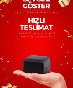 Alternative view of Lucente Jewellery Işıklı Hediye Kutulu Tek Taş 925 Ayar Gümüş Kaplama Ayarlanabilir Oval Kesim Pırlanta Zarif Yüzük