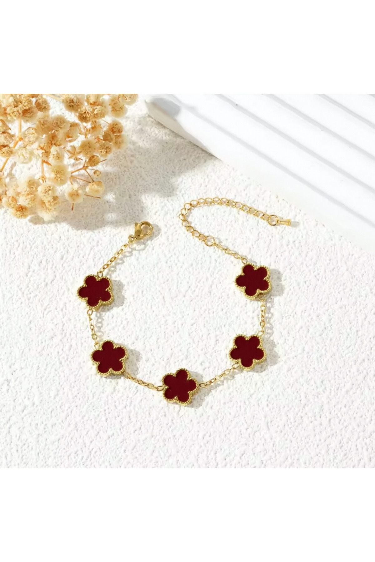 monalisatoka Kadın Gold Bordo Bileklik