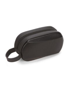 Newish Polo Erkek Siyah Deri-Kabuklu Traş Kozmetik Seyahat ve Bakım El Çantası portföy/clutch