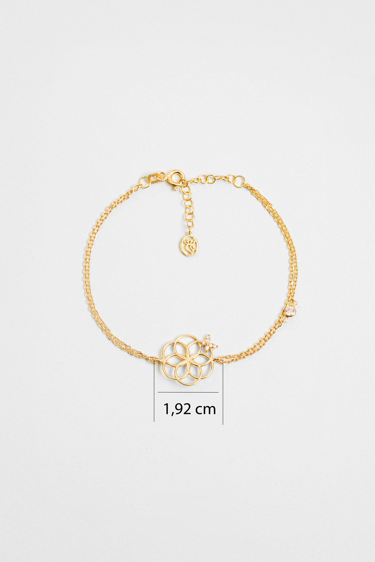 So Chic Yaşam Çiçeği 18 Ayar Sarı Altın Kaplama 19 Cm Gümüş Şans Bileklik - Görsel 3