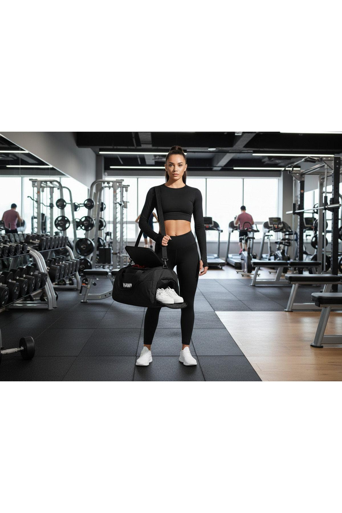 HAWK Spor Çantası Ayakkabı Gözlü Gym Fıtness Valiz Seyahat Unısex El Ve Omuz Valizi L Boy 50*25*23 - Görsel 3