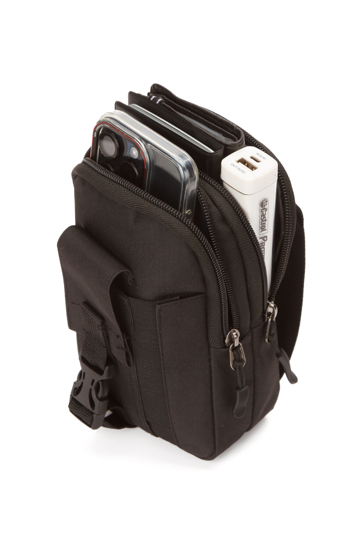 Newish Polo Erkek Siyah Suya Dayanıklı Taktik Kemerlikli Telefon Bölmeli Bel Çantası (Outdoor, İş) (18x11 cm) - Görsel 3