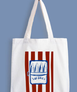 designedfy Sardines Baskılı Bez Çanta, Tote Bag