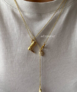 Alternative view of aksesuaris 2'li Kovboy Dekolte Charm Gold Kolye Set