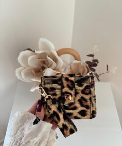 lalettobags Kadın Anahtarlık Detaylı Leopar Desenli Cüzdan