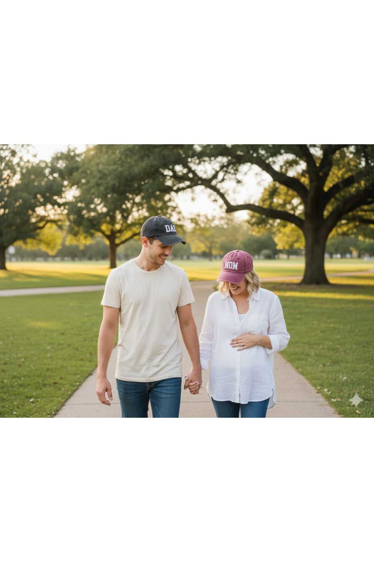 Betülce 2'Li Anne Baba Kombin Aile Şapkası-Vintage Eskitme Unisex DAD / MOM Yazılı Pamuk Şapka - Görsel 3