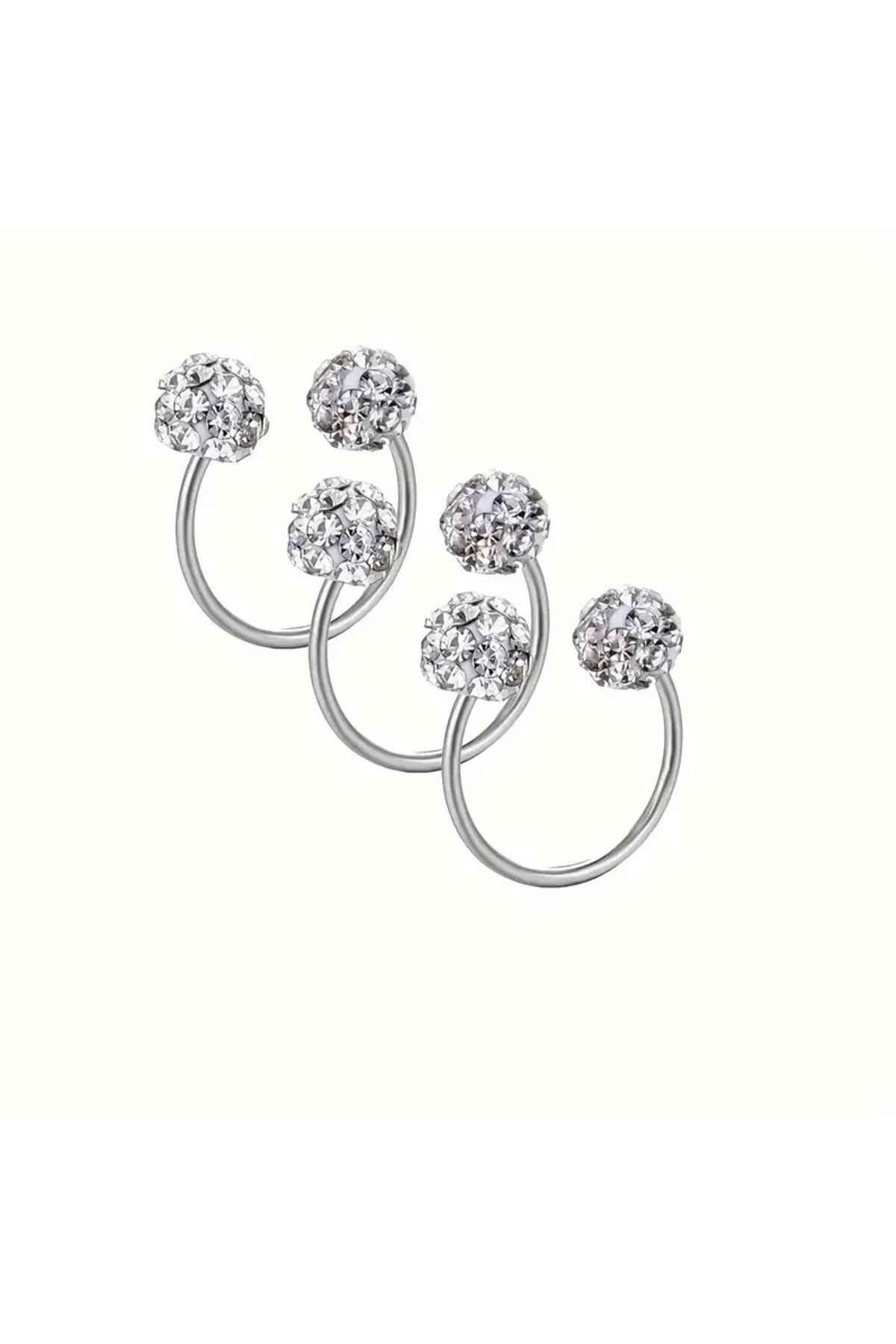 Melantis 3'lü 316l Kararmaz Cerrahi Çelik Kristal Taşlı Kıkırdak Dudak Burun Septum Tragus Piercing - Görsel 3