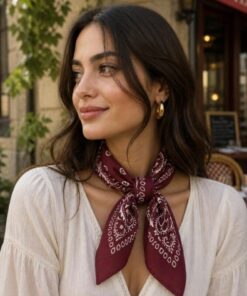 Alternative view of ÖrgüYastik % 100 Pamuk Etnik Desen Bandana - Fular ( BORDO )