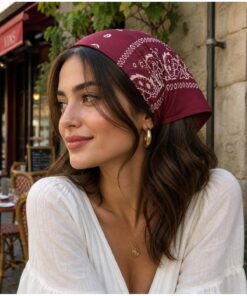 ÖrgüYastik % 100 Pamuk Etnik Desen Bandana - Fular ( BORDO )