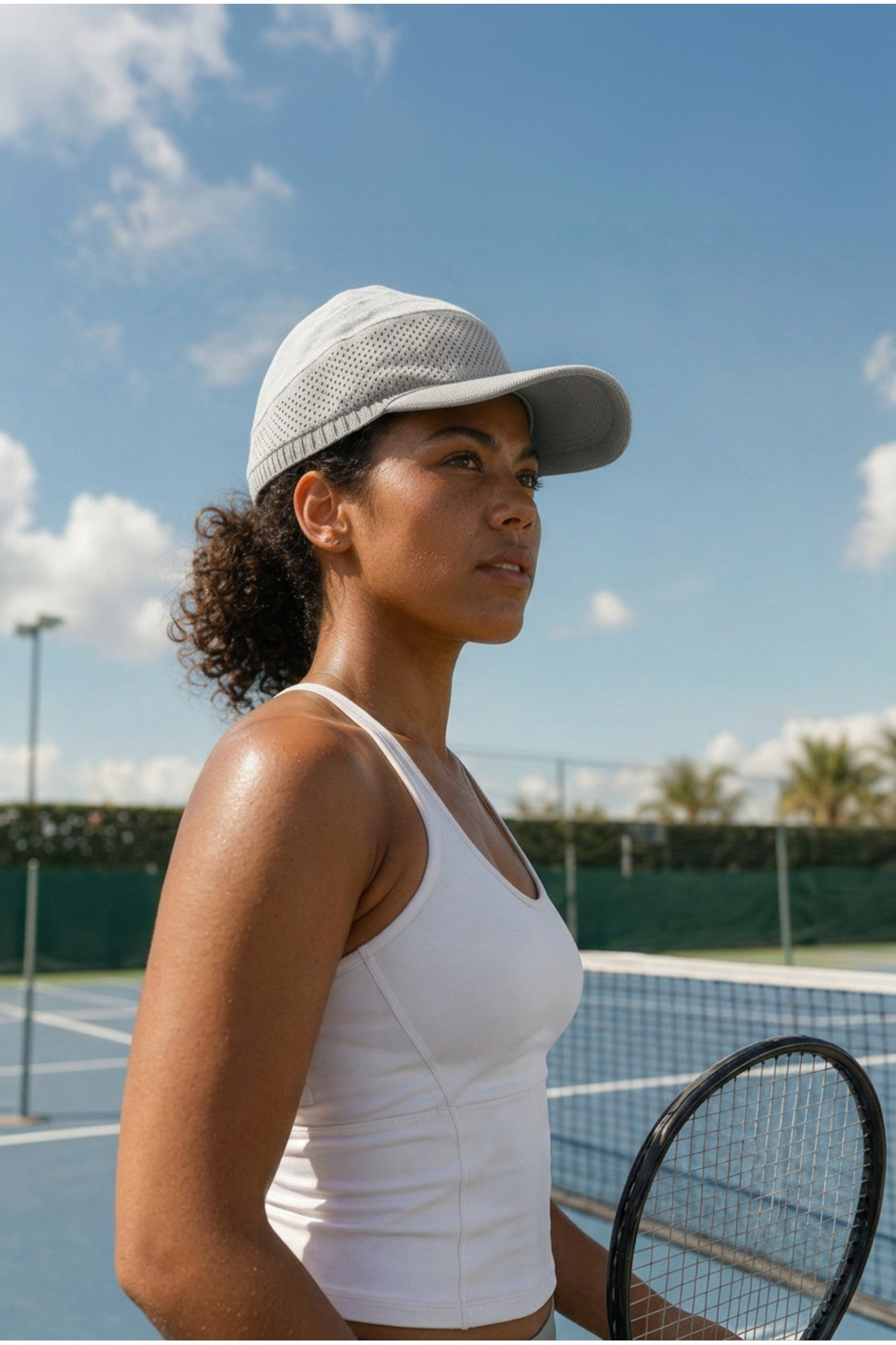 OnMyHead Unisex Spor Fileli Merserize Tenis Şapkası Yazlık Gri - Görsel 3