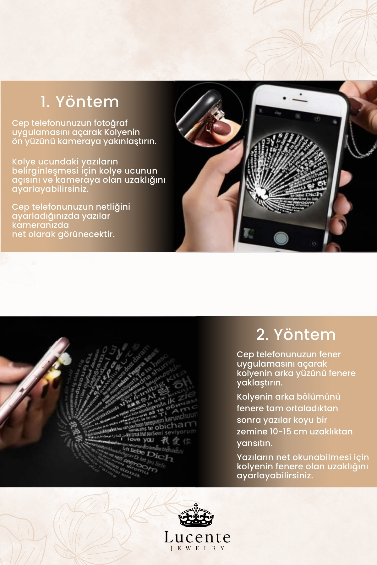 Lucente Jewellery Işıklı Hediye Kutulu 100 Dilde Seni Seviyorum Yazan 925 Ayar Gümüş Kaplama Aşk Lotus Çiçeği Kolye - Görsel 3