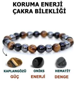 Jack Ferrero Koruma Enerji Güç Denge Çakra Bilekliği Kaplangözü-oniks-hematit Birleşimi