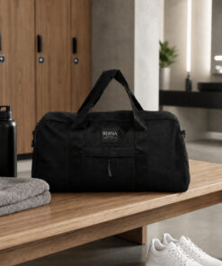 Bersia Siyah Spor Çantası Ayarlanabilir Omuz Askılı Unisex Önü Cepli Fitness ve Seyahat Çantası - Görsel 3