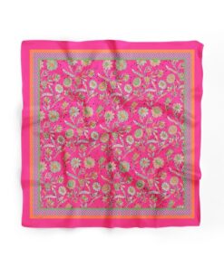 D scarf Kadın Pembe Çiçek Desenli Fular Bandana