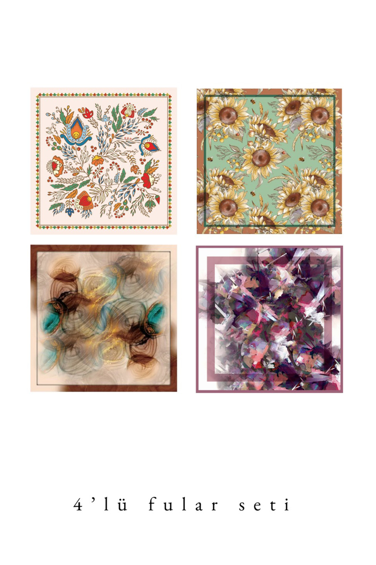 tarzınısec Şıklık Serisi 4’lü Fular Set Estascarf 48x48cm