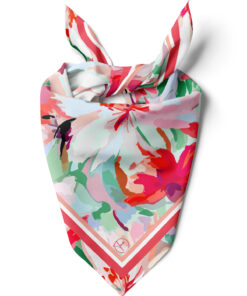 tuaipek Pudra ve Yeşim Floral Desen 55x55cm Bandana/Fular