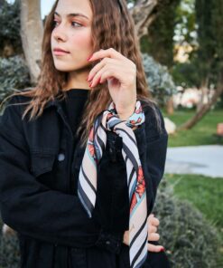D scarf Kadın Çiçek Desenli Fular Bandana - Görsel 3