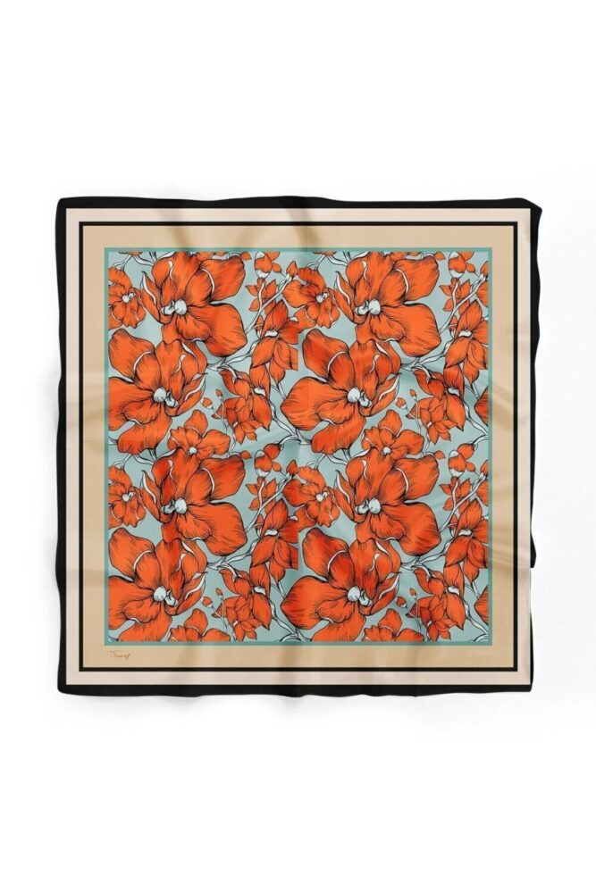 D scarf Kadın Çiçek Desenli Fular Bandana