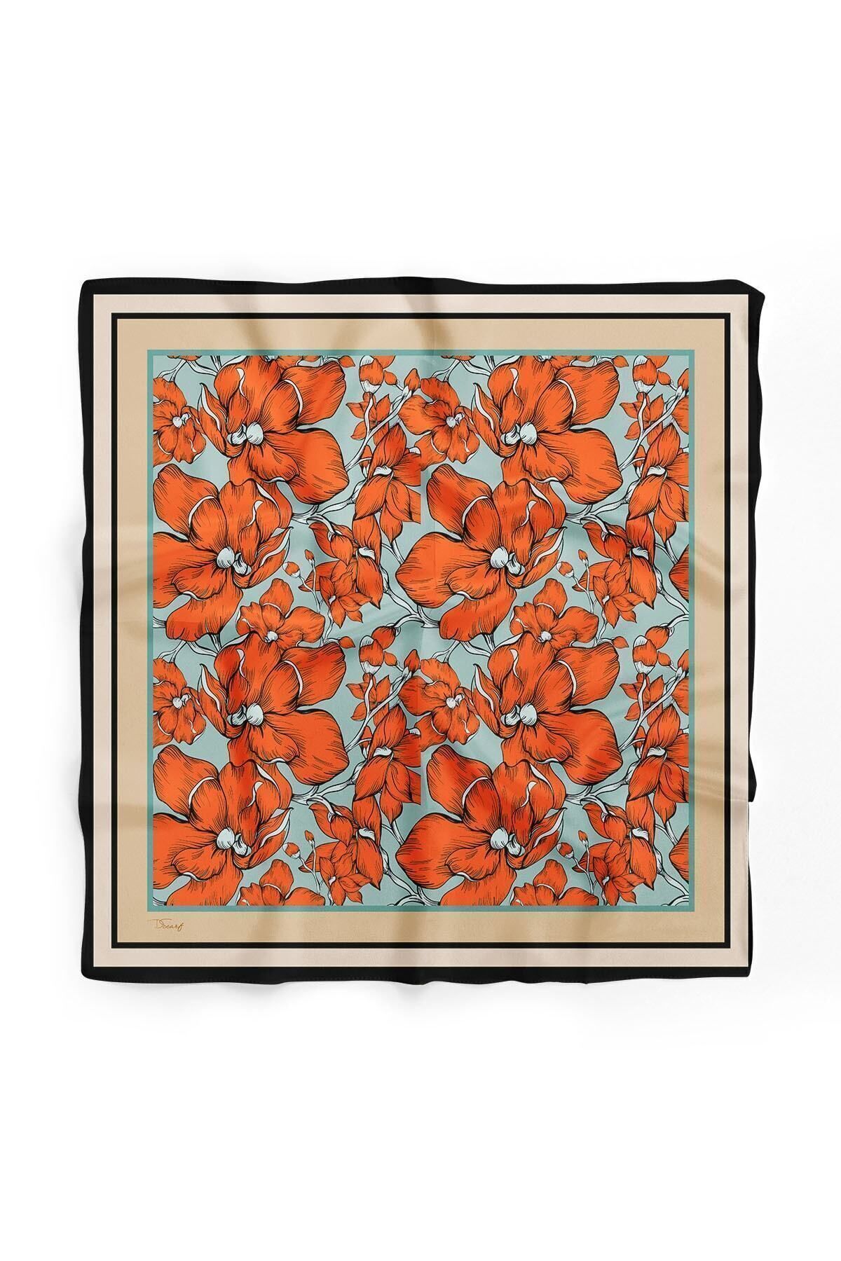 D scarf Kadın Çiçek Desenli Fular Bandana