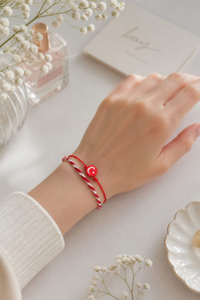 Seyn Accessory Ay Yıldızlı Kırmızı Beyaz İp Bileklik Seti - Şans ve Dostluk Bilekliği - Görsel 2