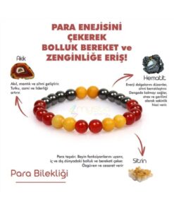 Mystic Energy Sertifikalı Para Bereket Unisex Tılsım Bilekliği |hematit-akik-sitrin | Hediyelik Doğaltaş
