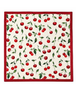 Wega Moda Kiraz Desenli 0 Pamuk 55x55 cm Kare Fular Bandana – Saç, Boyun ve Çanta Aksesuarı - Görsel 3