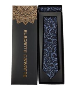 Elegante Cravatte Şal Desen Dokuma Kutulu Kravat Ve Cep Mendili