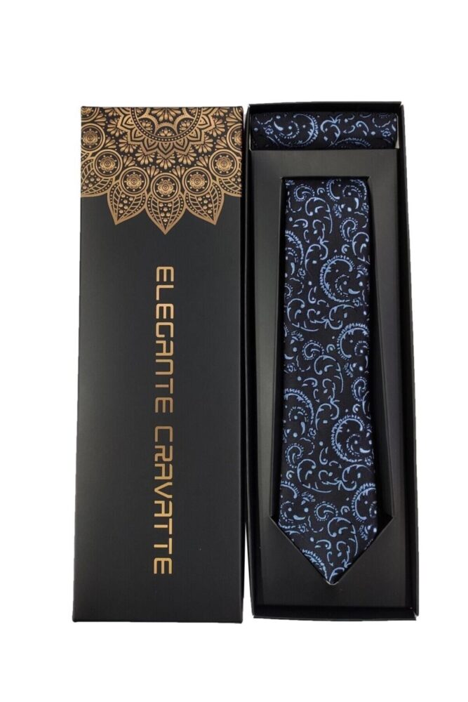 Elegante Cravatte Şal Desen Dokuma Kutulu Kravat Ve Cep Mendili