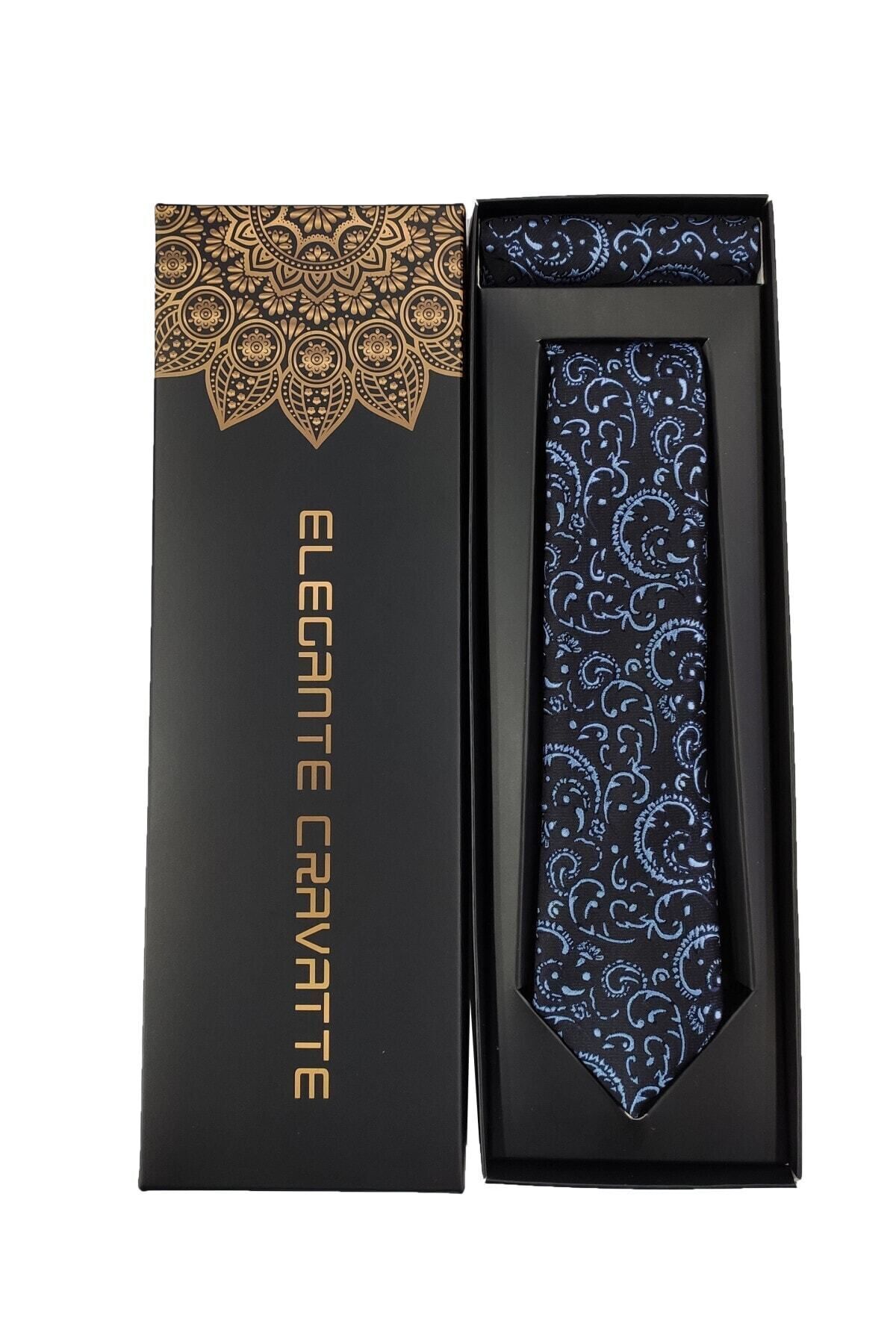 Elegante Cravatte Şal Desen Dokuma Kutulu Kravat Ve Cep Mendili