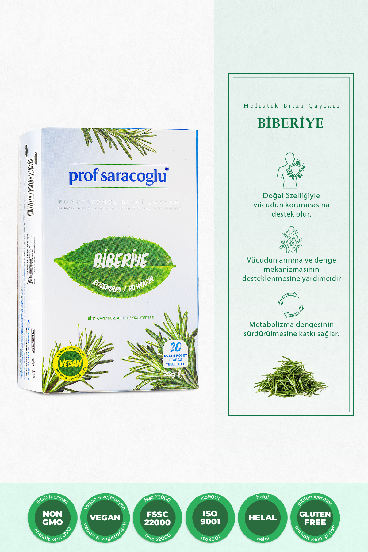 prof saracoglu Biberiye Bitki Çayı 20'li