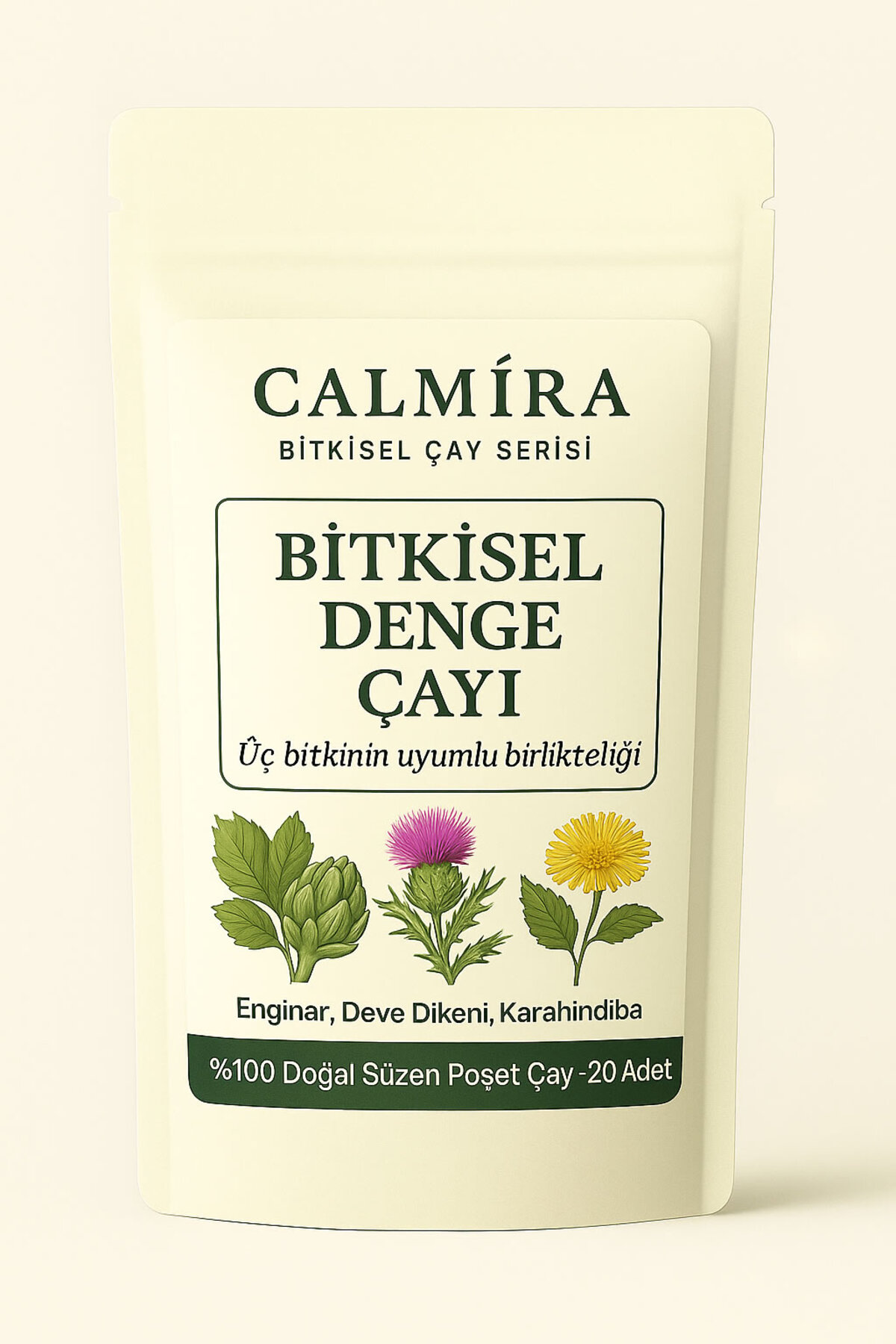 CALMİRA Enginar - Deve Dikeni - Karahindiba 20 Süzen Poşet Çay (Bitkisel Denge Çayı)