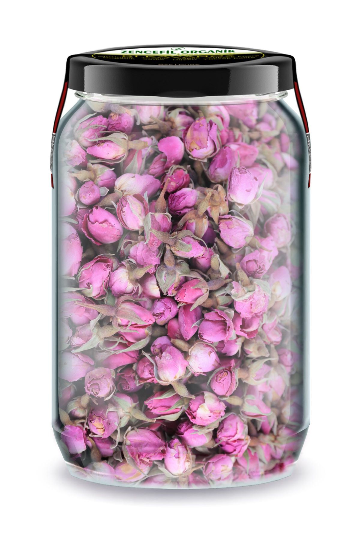 Zencefil Organik Tomurcuk Pembe Gül Kurusu Isparta Gülü Bi Kavanoz 660 cc. Cam Kavanozda Tomurcuk Gül Dried Rose Bud