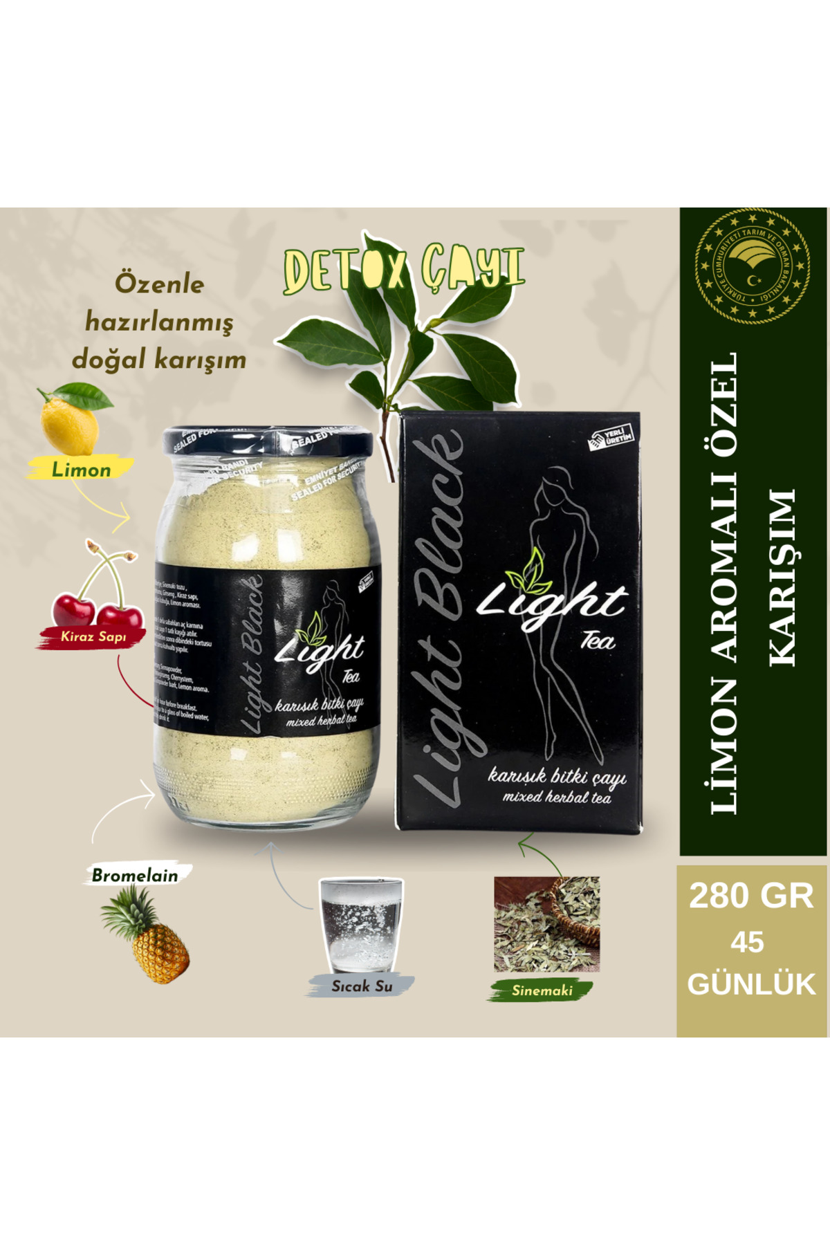 Light Black Light Limon Tea - Detox Tea - Karışık Bitki Çayı (250GR)