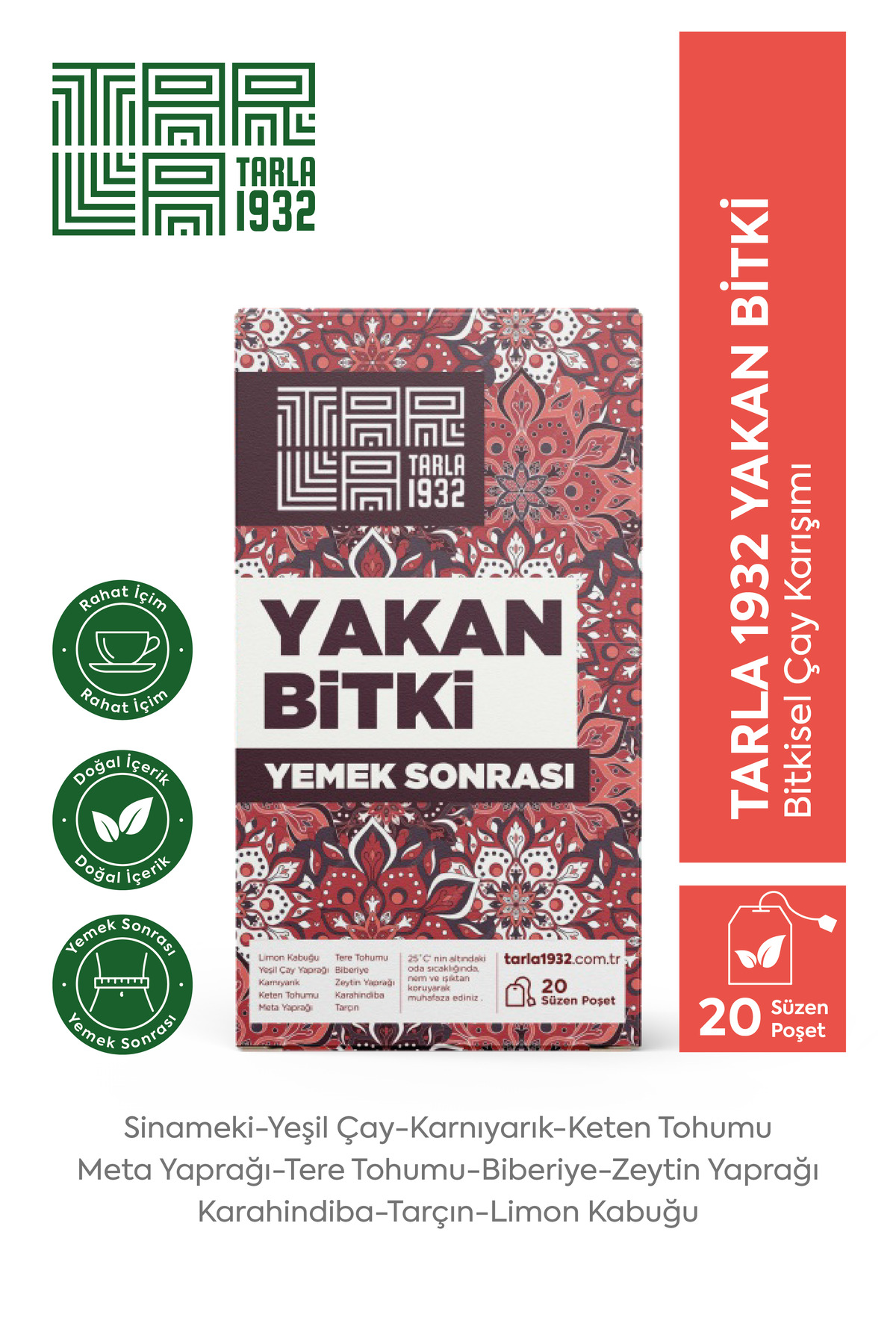Tarla 1932 Yakan Bitki Çayı | Doğal Bitki Karışımı | Sıfır Kimyasal Özel Bitki Formülleri
