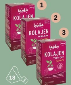 LAZİKA (3'LÜ SET) Avantajlı Kolajenli Yeşil Çay Seti-Cilt ve Eklem Sağlığı,Hibiskus,Kuşburnu,Selenyum...